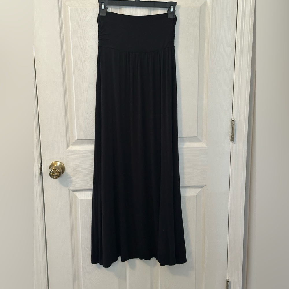 AB Studio Black Maxi Skirt with Foldover Waistband